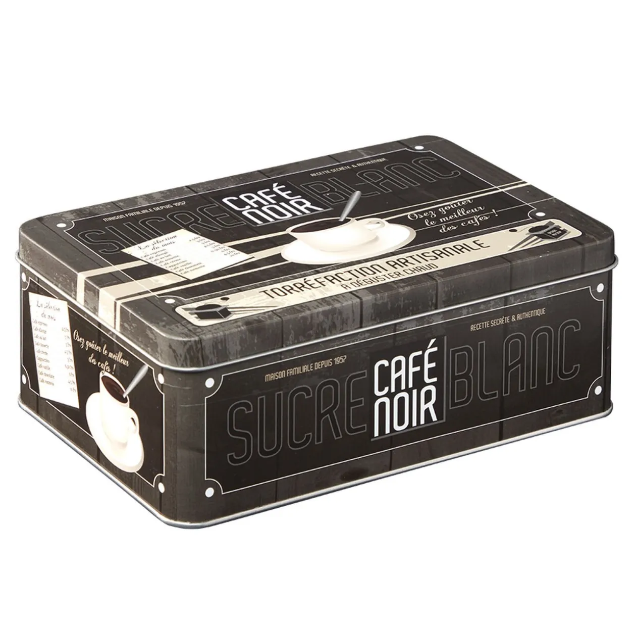 Boîte rectangulaire en métal design café noir