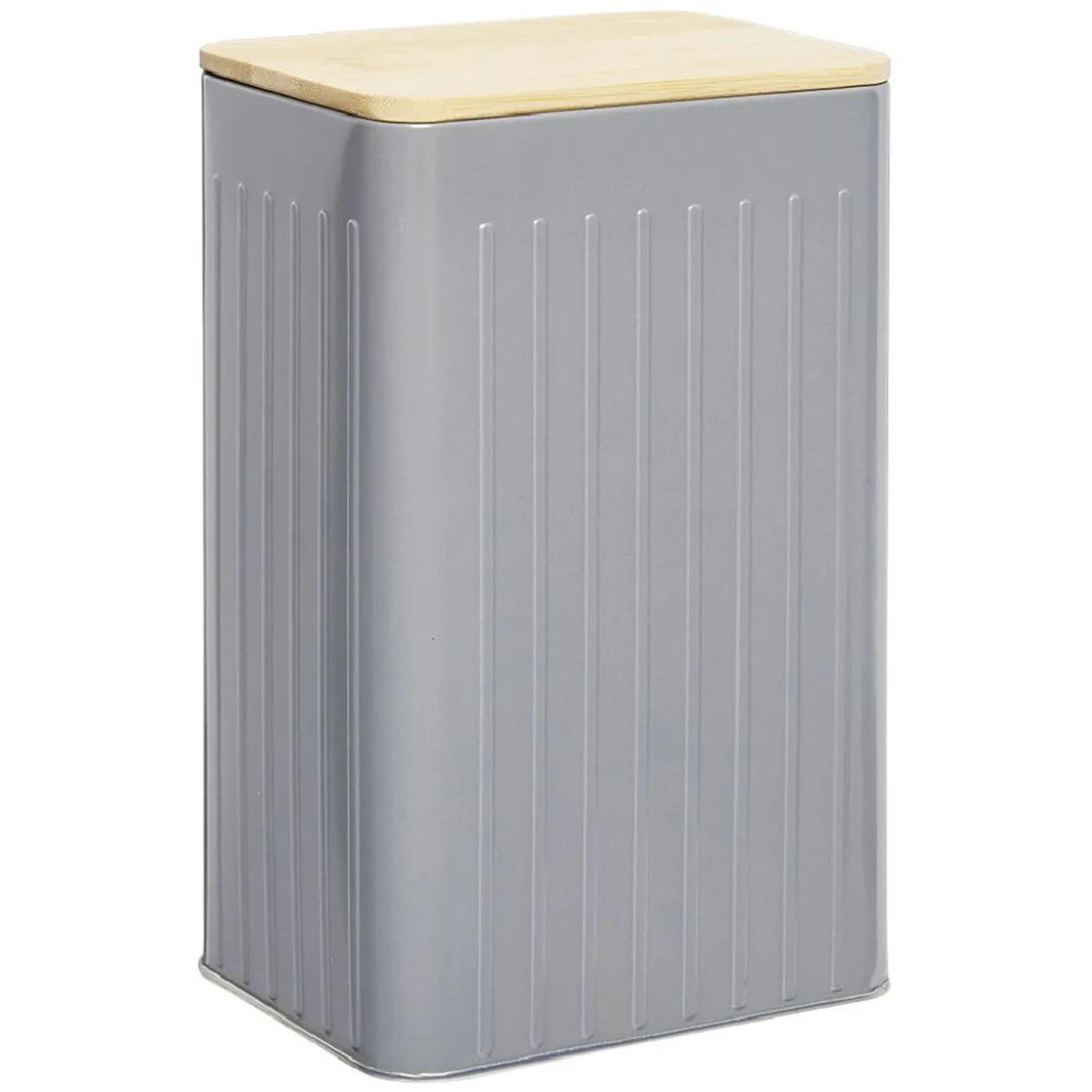 Boîte rectangulaire métal embossée couvercle bambou 12,8x10xH20,5cm