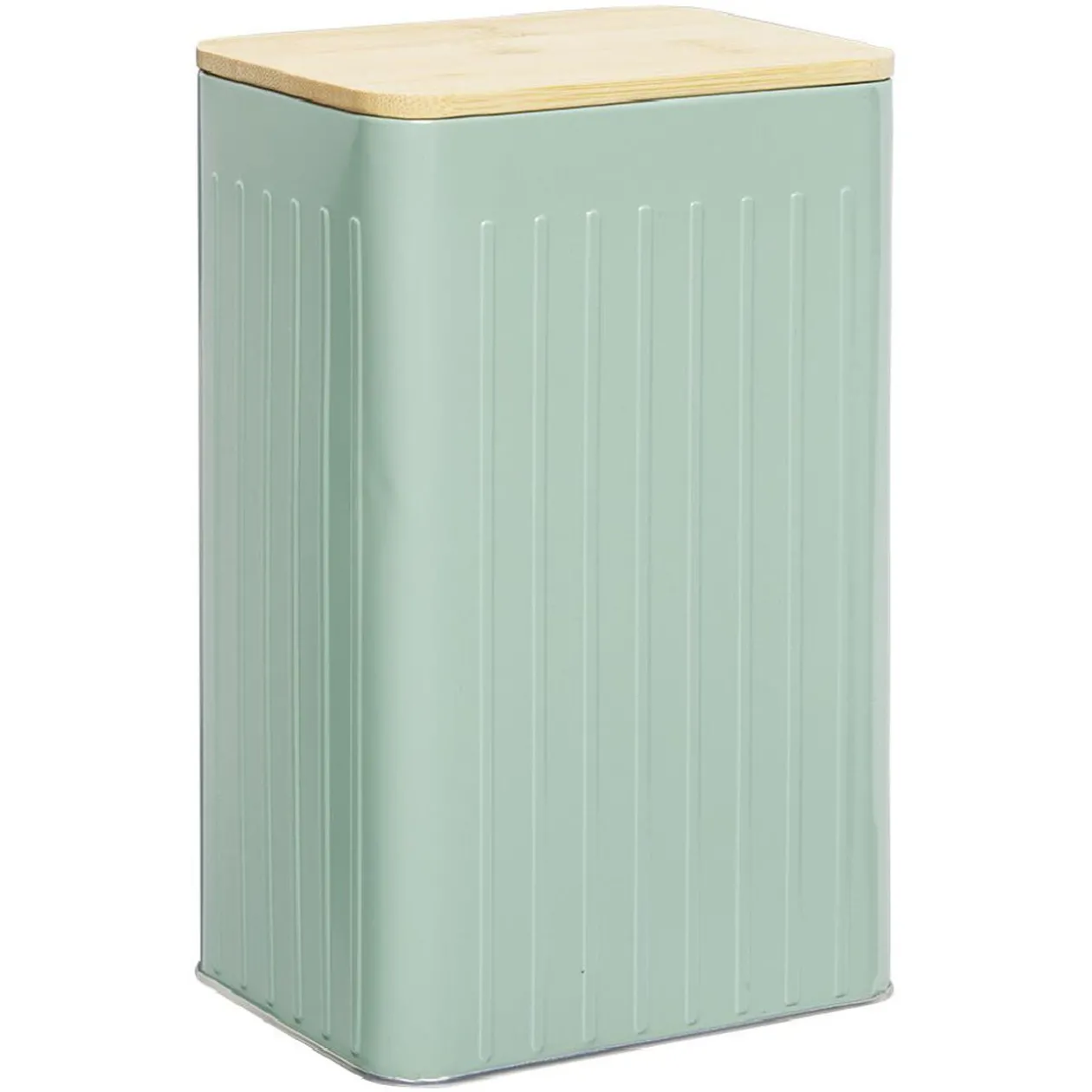 Boîte rectangulaire métal embossée couvercle bambou 12,8x10xH20,5cm