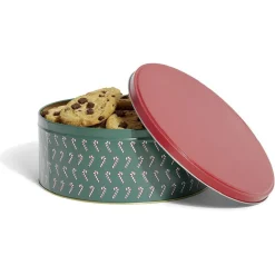 Boîte ronde en métal Ø22cm motif sucres d'orge rouge et vert