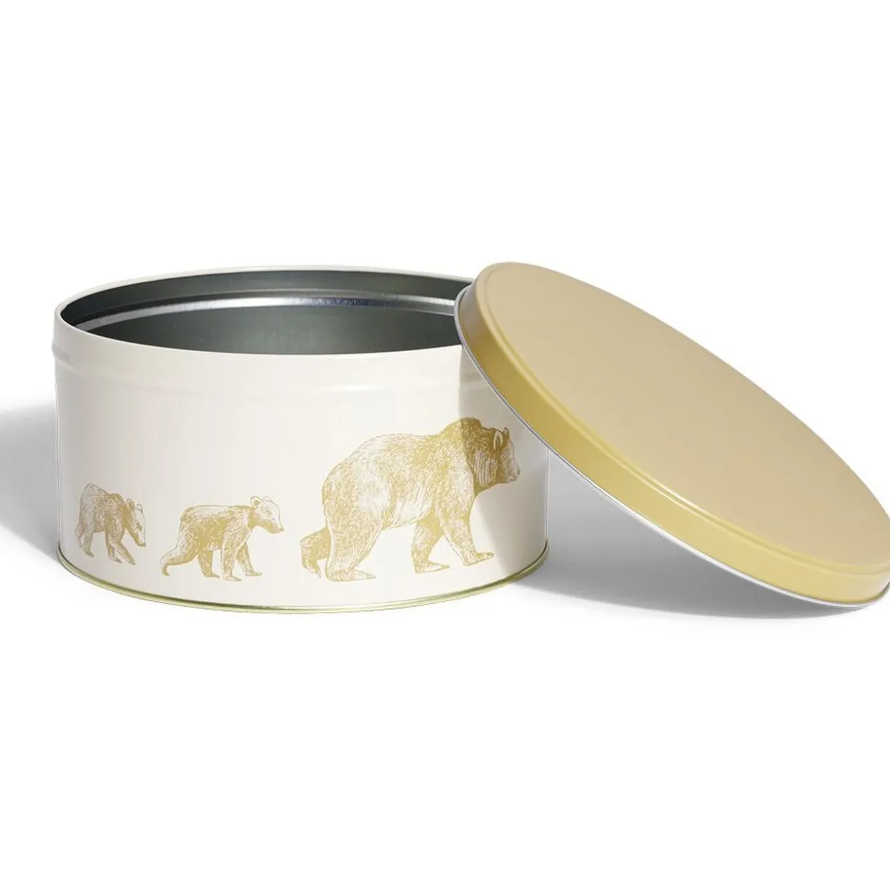 Boîte ronde en métal Ø16,7cm motif ours jaune