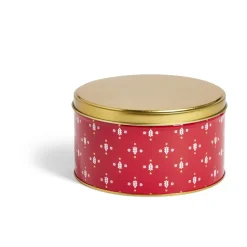 Boîte ronde en métal rouge irisé et doré Ø13,5xH7cm