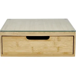 Boîte tiroir à dosettes en bambou et verre