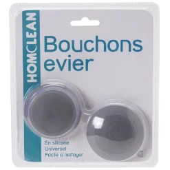 Bouchon évier silicone gris x2