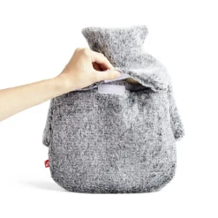Bouillotte pour pieds 1,8L housse fausse fourrure grise