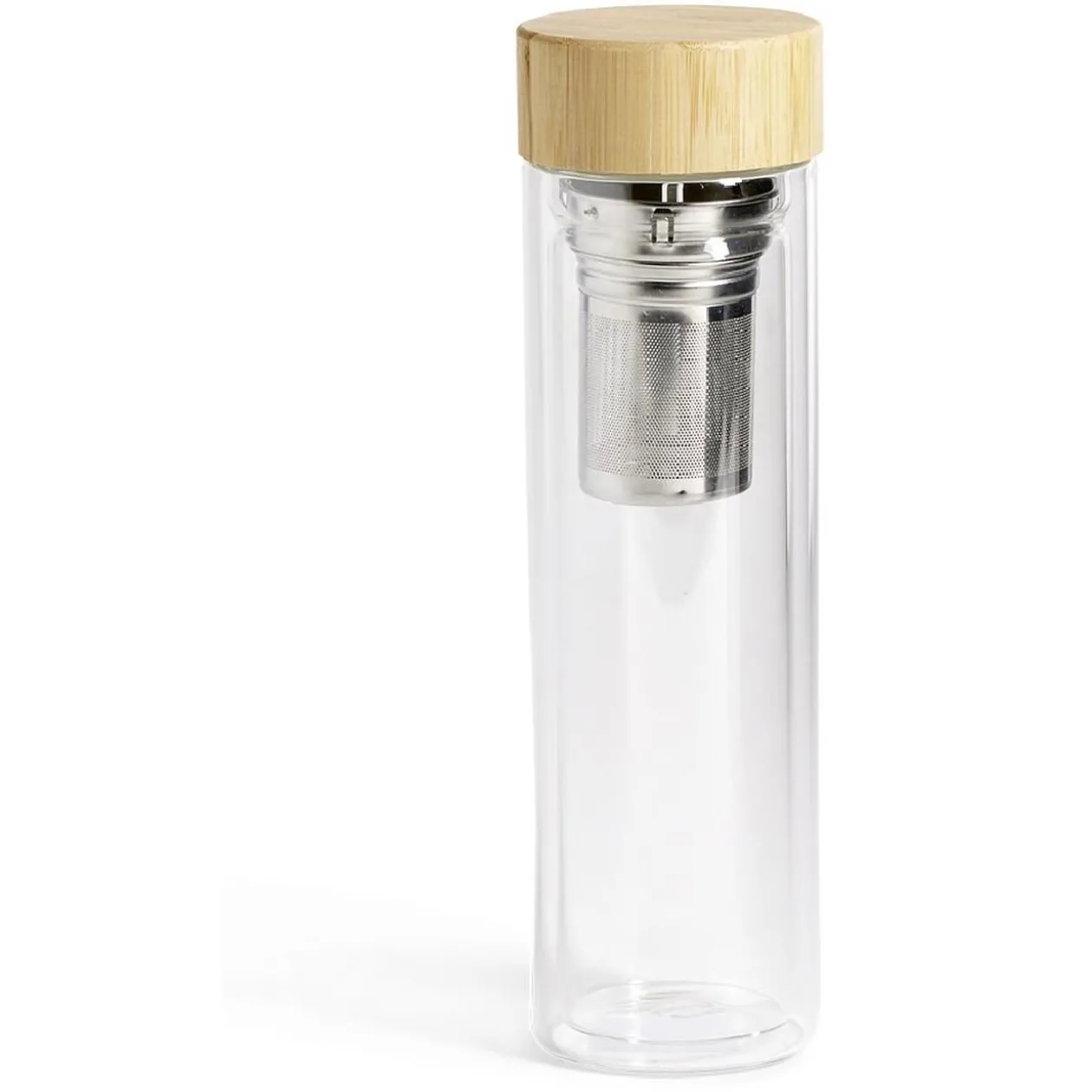 Bouteille en verre avec infuseur inox et bouchon en bambou 450ml