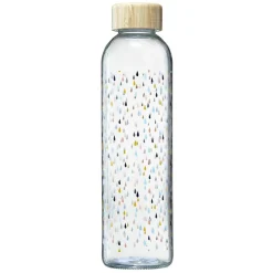 Bouteille en verre motif gouttes avec bouchon en bambou 730 ml