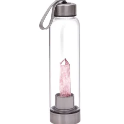 Bouteille en verre quartz rose H.24 cm