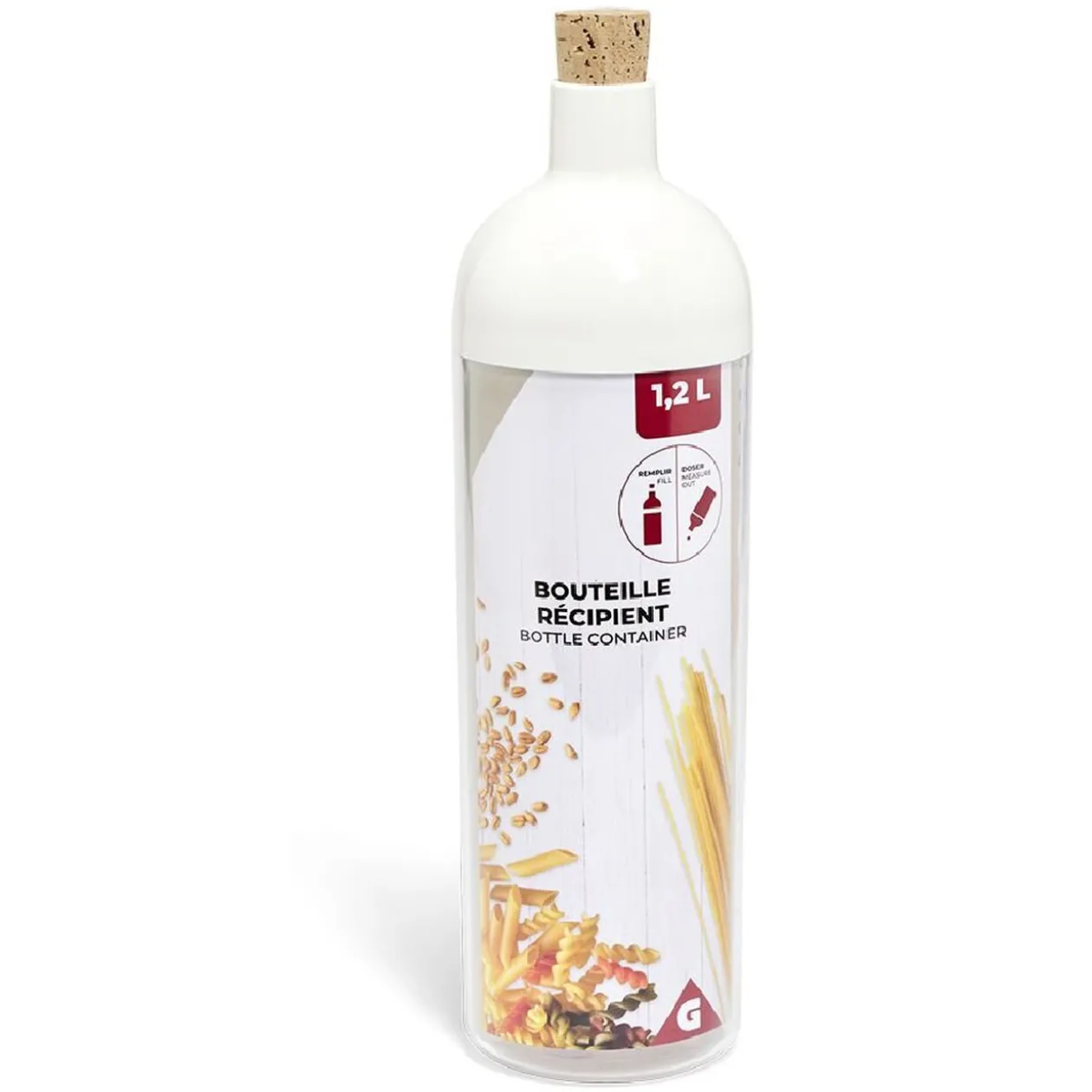 Bouteille récipient 1,2L plastique transparent