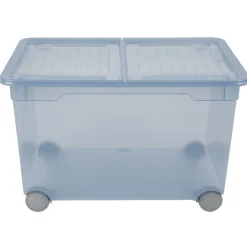 Box de rangement à ouverture fractionnable uni bleu 46 L