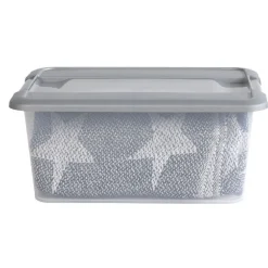 Box de rangement A4 transparente couvercle gris poignées clips 12 L