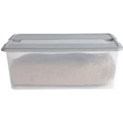 Box de rangement A3 transparente couvercle gris poignées clips 35 L