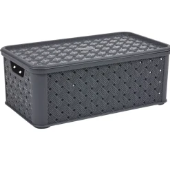 Box de rangement Arianna effet tressé 4 L gris