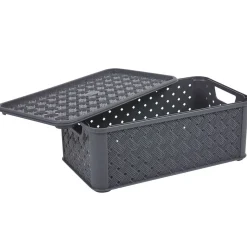 Box de rangement Arianna effet tressé 4 L gris