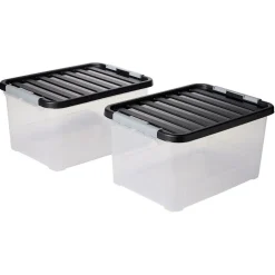 Box de rangement avec fermeture clips 25L x2 - 44x31xH23cm