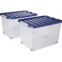 Box de rangement avec fermeture clips 45L x2 - 52x36,5xH34cm