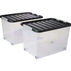 Box de rangement avec fermeture clips 45L x2 - 52x36,5xH34cm