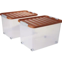Box de rangement avec fermeture clips 45L x2 - 52x36,5xH34cm