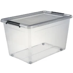 Box de rangement couvercle clips transparent 60 L x3
