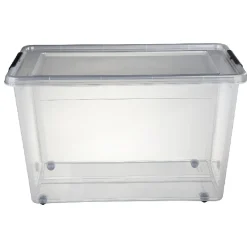 Box de rangement couvercle clips transparent 60 L x3