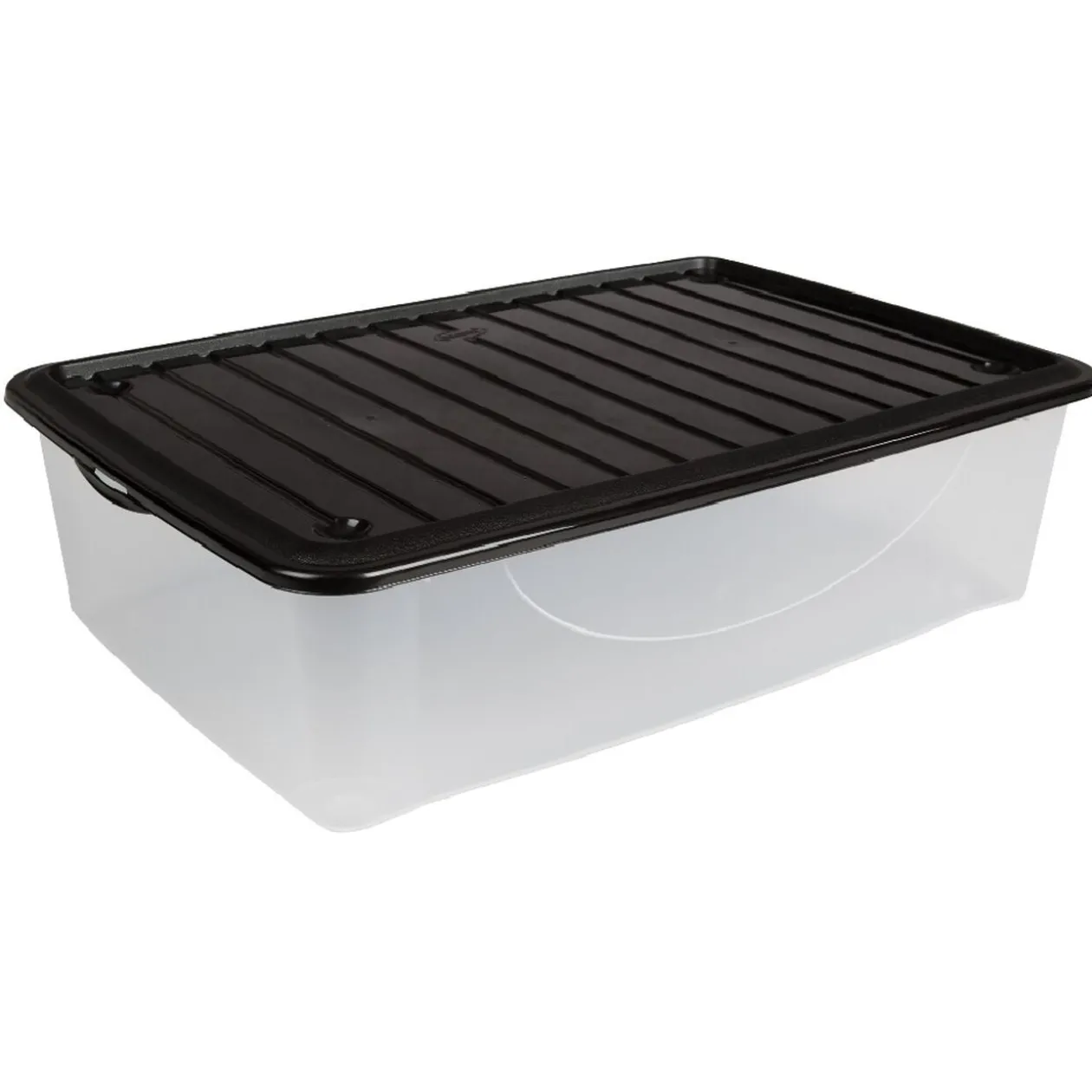 Box de rangement dessous de lit transparent couvercle noir 27L