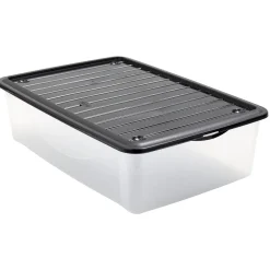 Box de rangement dessous de lit transparent couvercle noir 27L