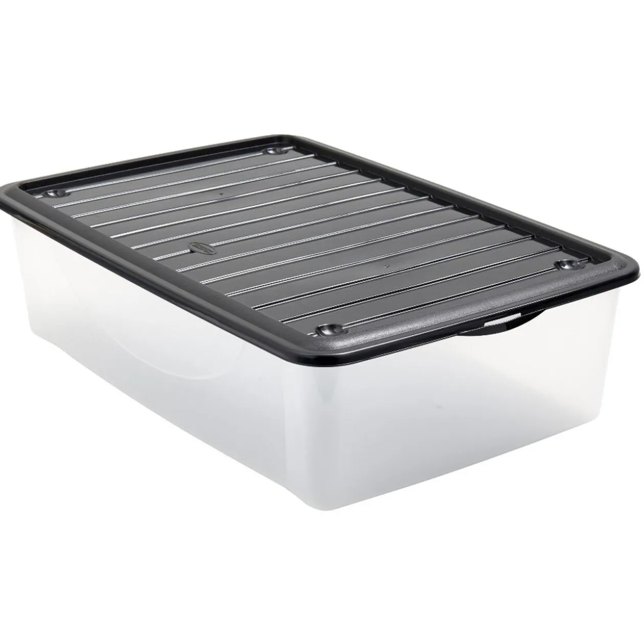 Box de rangement dessous de lit transparent couvercle noir 27L