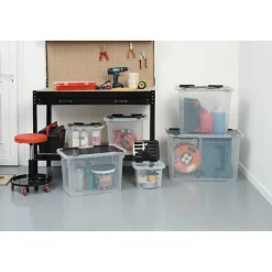 Box de rangement en plastique avec fermeture clips 100 L