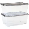 Box de rangement en plastique 40L avec roulettes fermeture à clips x2