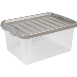 Box de rangement grise 14 L à clip