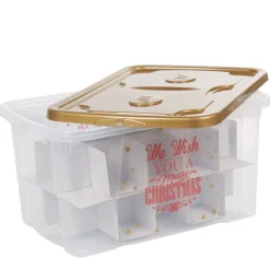 Box de rangement Noël transparent doré 44 L