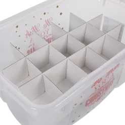 Box de rangement Noël transparent doré 44 L