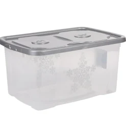 Box de rangement Noël transparent gris 44 L