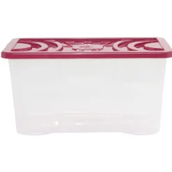 Box de rangement transparent avec couvercle 60 L
