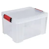 Box de rangement transparente couvercle clips rouge 17 L