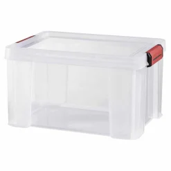 Box de rangement transparente couvercle clips rouge 17 L