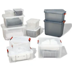 Box de rangement transparente couvercle clips rouge 17 L