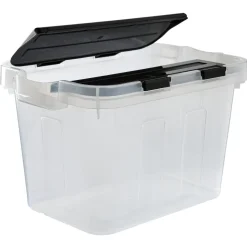 Box de rangement transparent couvercle fractionnable noir 10 L