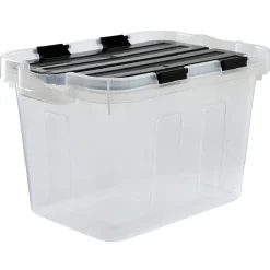 Box de rangement transparent couvercle fractionnable noir 10 L