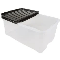 Box de rangement transparent couvercle papillon noir opaque 40L