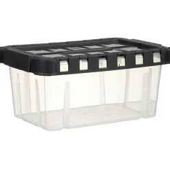 Box de rangement transparent couvercle fractionnable noir 10 L