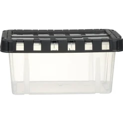 Box de rangement transparent couvercle fractionnable noir 10 L