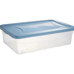Box dessous de lit transparent et bleu 30L