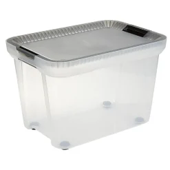Box multi directionnelle transparente couvercle gris 50 L
