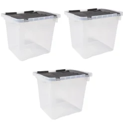 Box plastique couvercle noir clipsable 36 L x3