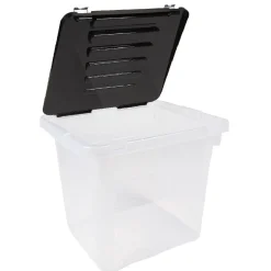 Box plastique couvercle noir clipsable 36 L x3