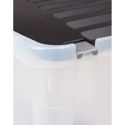 Box plastique couvercle noir clipsable 36 L x3