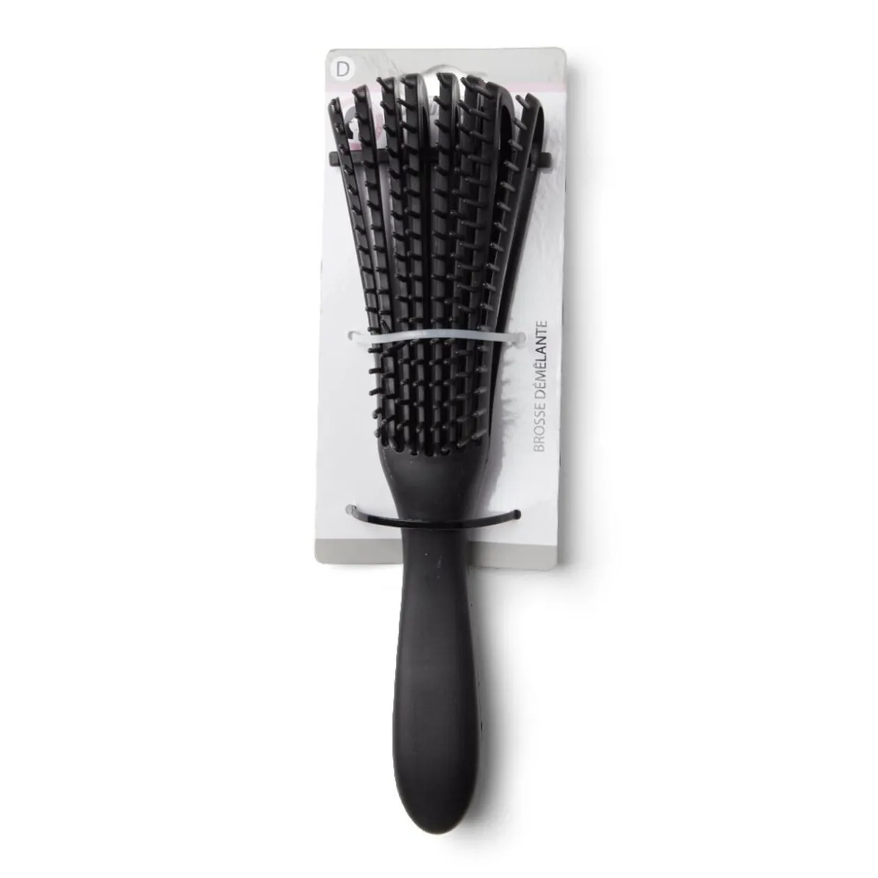 Brosse à cheveux démêlante plate à picots PVC noir