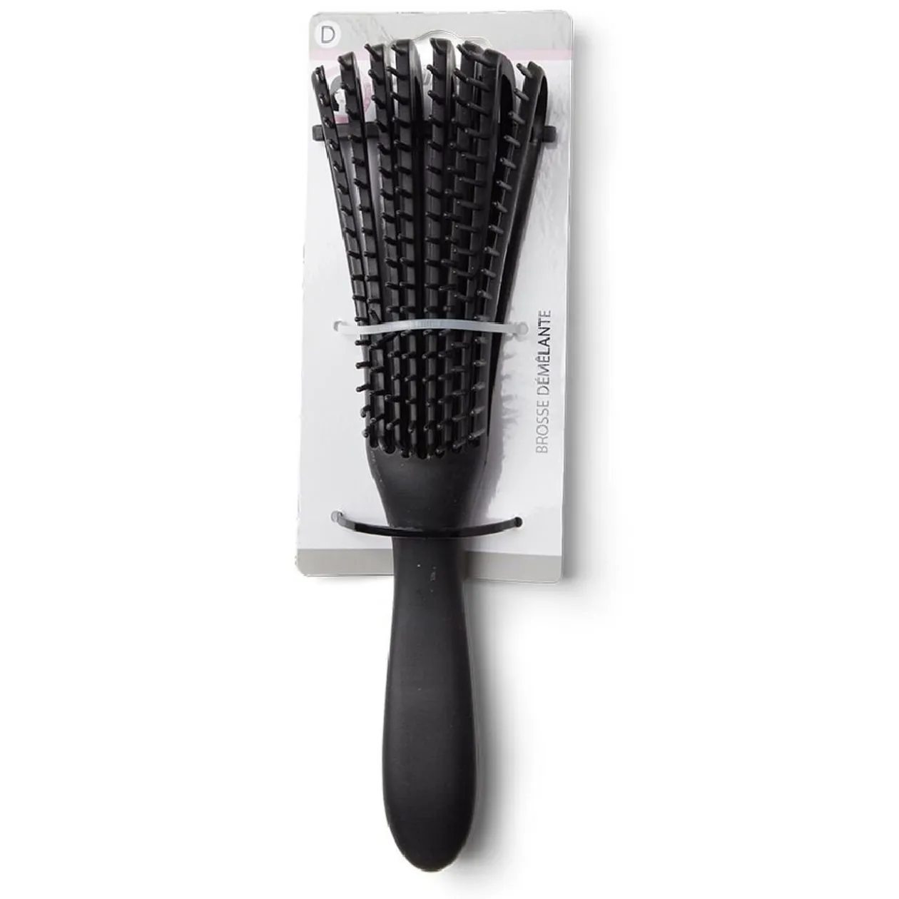 Brosse à cheveux démêlante plate à picots PVC noir