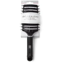 Brosse à cheveux incurvée démêlage et lissage PVC noir